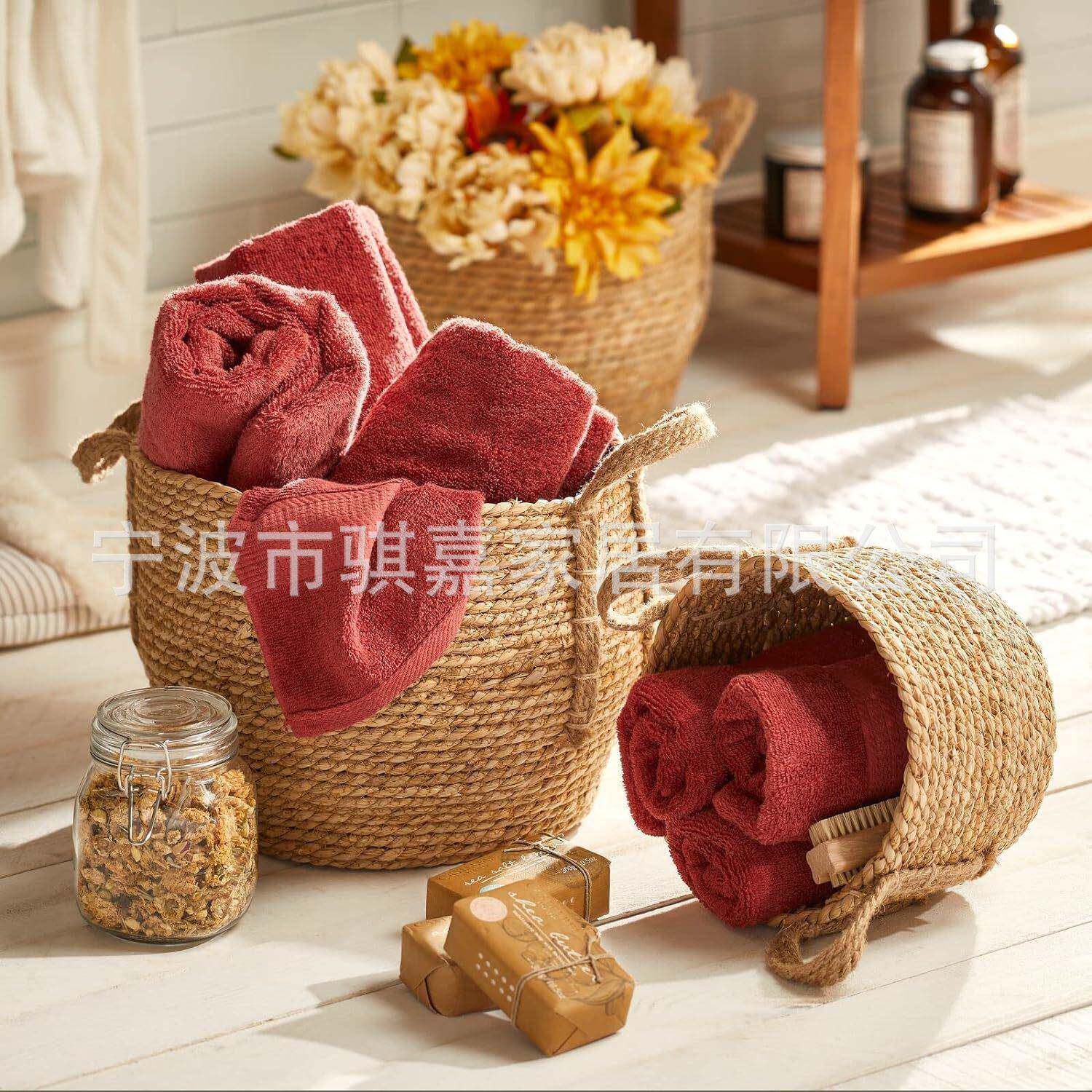 纳草编棉绳家编织CW-53收篮花盆花篮居客厅饰品收纳筐装脏衣篮