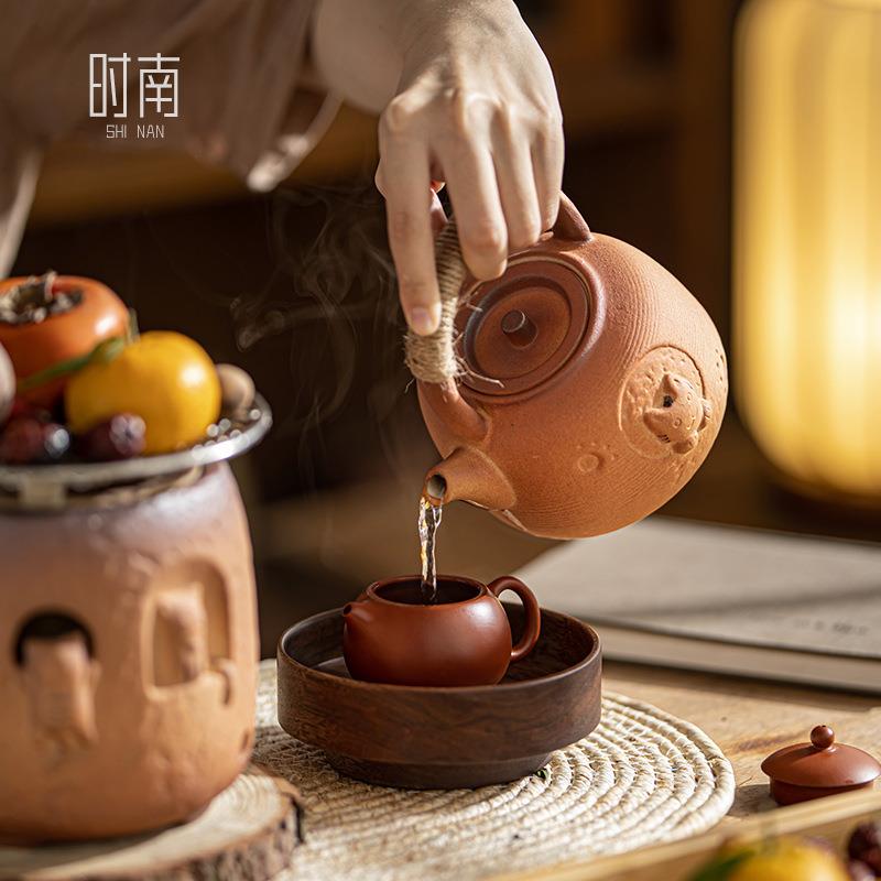 糖糖猫围炉茶炭套装家用粗陶煮提梁913户煮茶壶外明火烧烤炉炉火