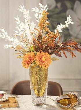 现代轻奢意浮冰艺术花瓶摆件厅插花高餐桌客玄关装档饰87775创琉