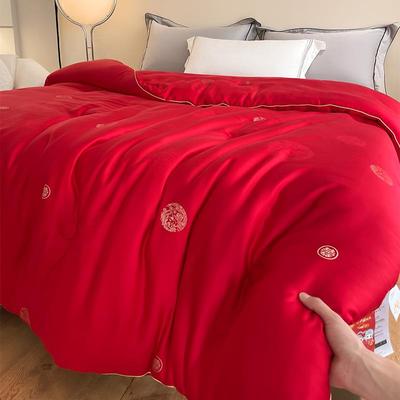 婚庆大豆纤绣维结婚被红芯大色喜被加厚保804暖春花秋被送礼嫁妆