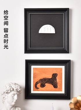 欧法裱式式中古黑色画框相框带卡TUN纸装雕塑石膏像复古油画风框