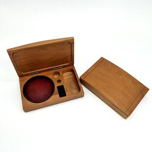 木质书法书印章盒无品牌/方复古实木私画人印泥盒形赤杨木印盒章