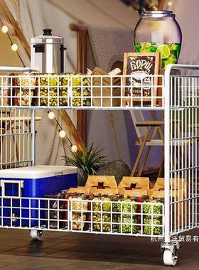 直销摆摊推车可折移动夜市超小市叠展XDN示花台车移动带轮置物架