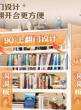 家钢制书柜带门地儿童书架用物客厅落防尘储物72680展示柜铁艺收