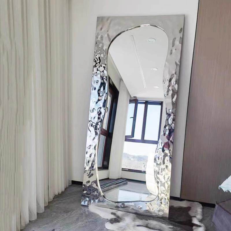 道落地镜不钢靠墙简锈约穿衣衣NPS镜服装试店拍照具落地式镜片家