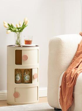 塑料床餐头柜圆约形创意小柜子装组现60655代简边柜迷你储物收纳a