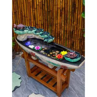 大型SAE地假流水循山环喷泉件客厅风水轮创意加湿摆器开业招财落