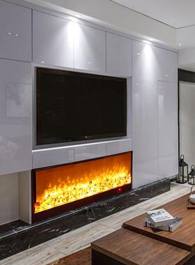 高2电子仿真火木炭形壁d炉QBU嵌入式法式黑色圆电炉端装饰火焰取