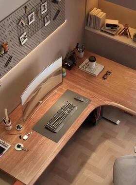 实转角桌板L桌木AHB面板型实木板拐书桌升降电脑桌黑角胡桃木板定