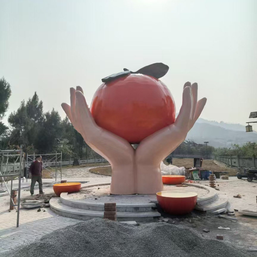 户外大型玻璃钢雕塑定制巨型柿子水果蔬菜模型装饰美陈摆件