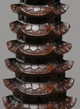 乌木雕刻十三文昌塔装饰品木制9层家庭书房卧室办公书桌7层红木宝