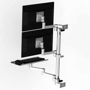 双屏显示器支架一体机工业键盘机械悬臂壁挂式自动化设备带键盘托