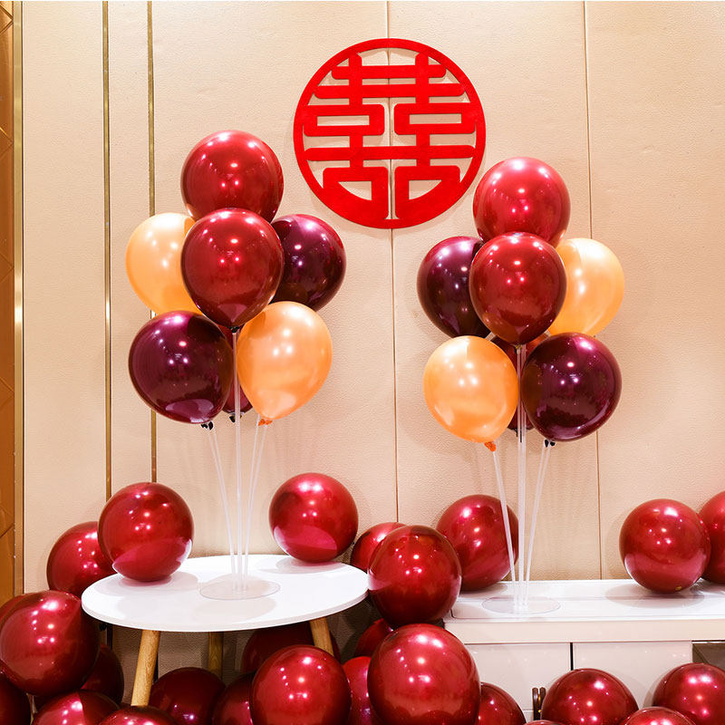 结婚布置气球桌飘婚房卧室装饰浪漫婚礼汽M球立柱底座支架布置套