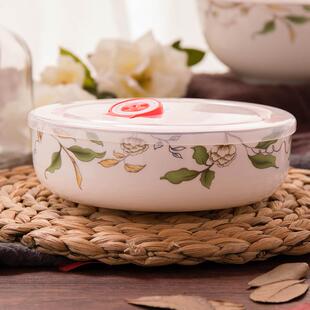 加深带盖碗 可微波大号家用泡面碗陶瓷碗饭盒碗骨瓷保鲜碗蒸蛋碗