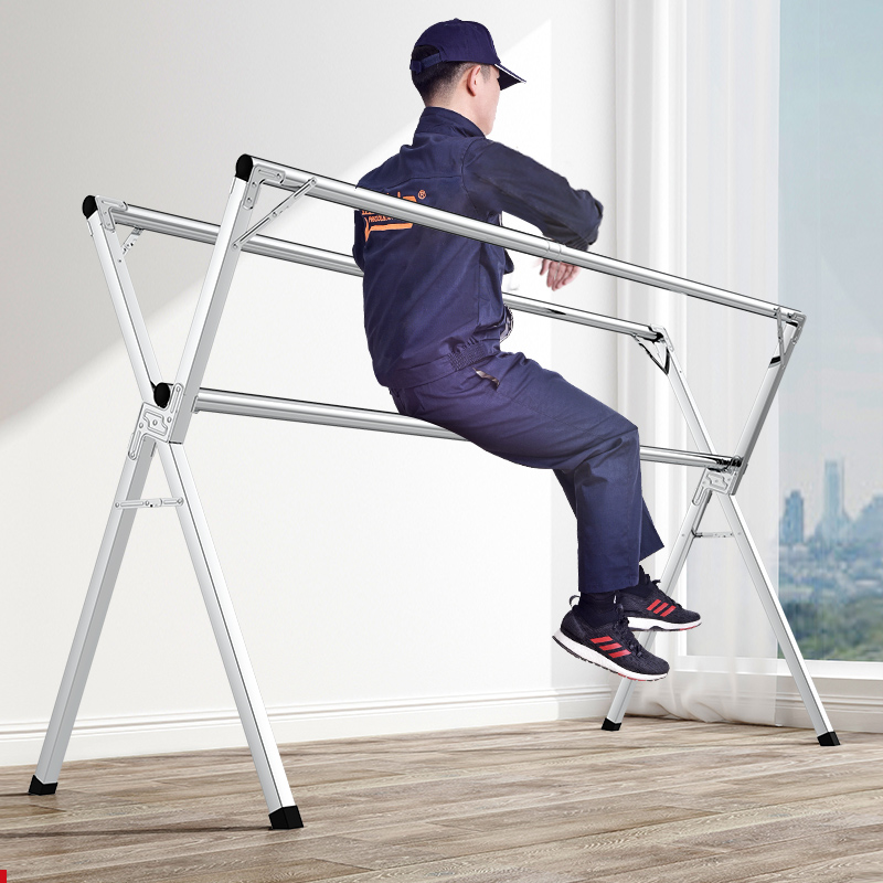 晾衣架落地折叠室内阳台不锈钢双杆式室外伸缩凉衣架晒被子架家用