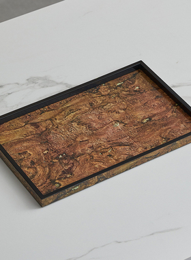 复古中式风长方形实木托盘样板间玄关宋式美学收纳茶盘装饰品摆件