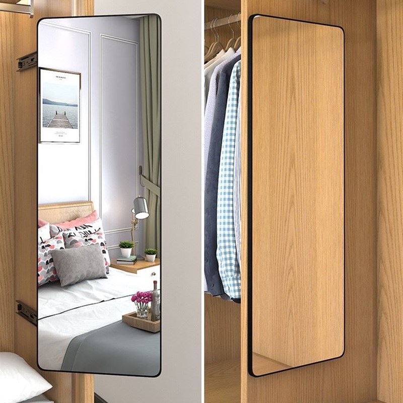 衣柜抽拉式镜子内置全身穿衣镜推拉旋转试衣镜衣橱内装隐形更衣镜