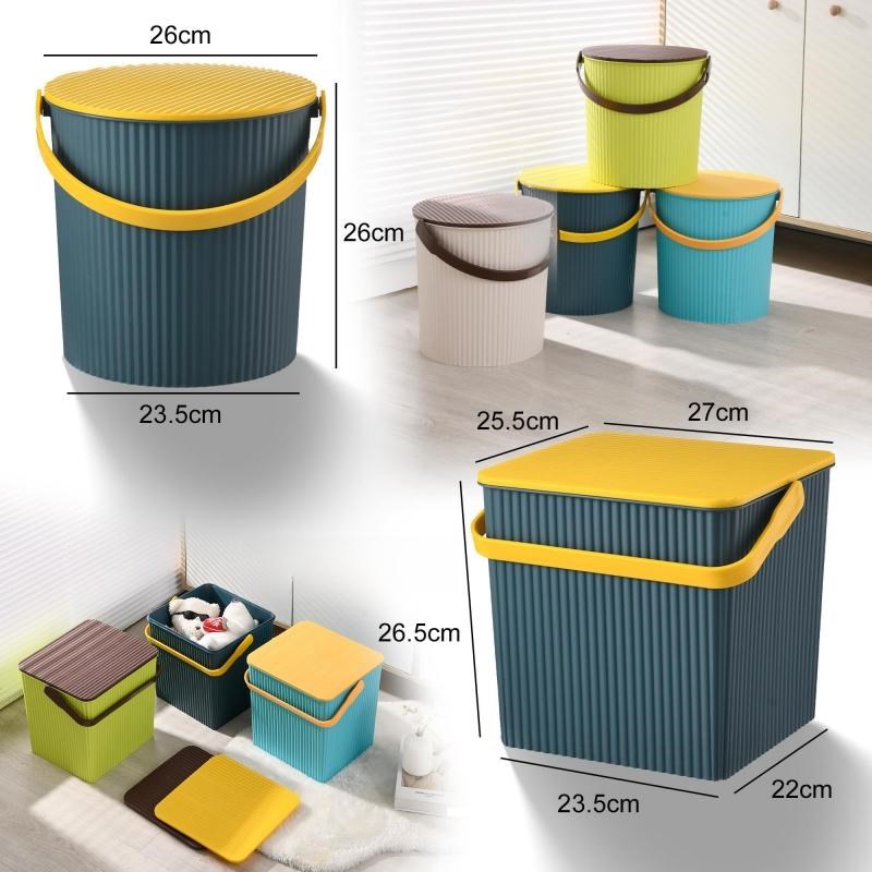 浴室洗澡水桶凳幼儿园加厚玩具收纳桶储物可坐手提带盖钓鱼洗衣桶