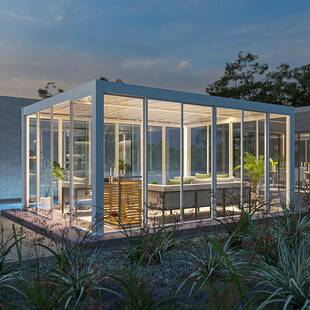 艾川美院佳山如梦铝合金电动TUC伸缩百花叶凉亭子园户外庭四成都