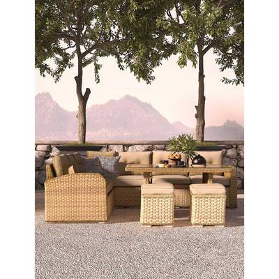 户外桌子椅藤庭院阳花园咨询客服台沙编发简约休闲靠背带伞椅茶几