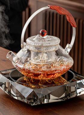 水晶电陶炉煮茶器小炉烧水泡茶壶茶玻璃壶65946家用型炉围炉煮茶