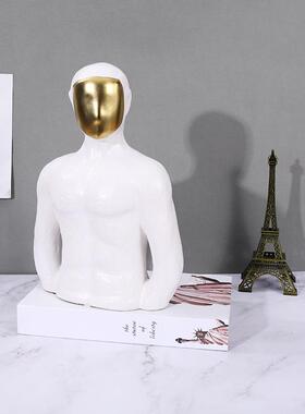 简现约代酒店雕塑模型轻黑白人物办公室书柜装饰艺品奢术酒柜w900