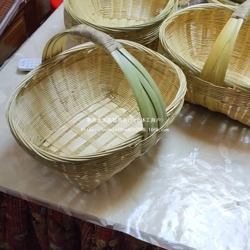 篮子竹编大号老式竹编篮子水果编织筐老式手提篮菜篮子农村装鸡蛋