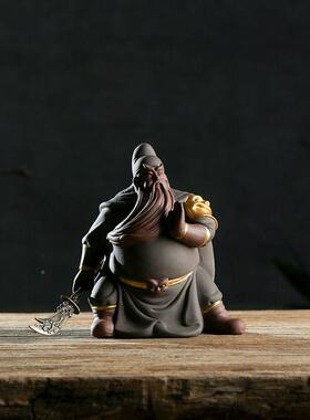 中式紫砂关羽历神史人物陶瓷关公摆件桌WHJ面武财关雕塑玄工艺品