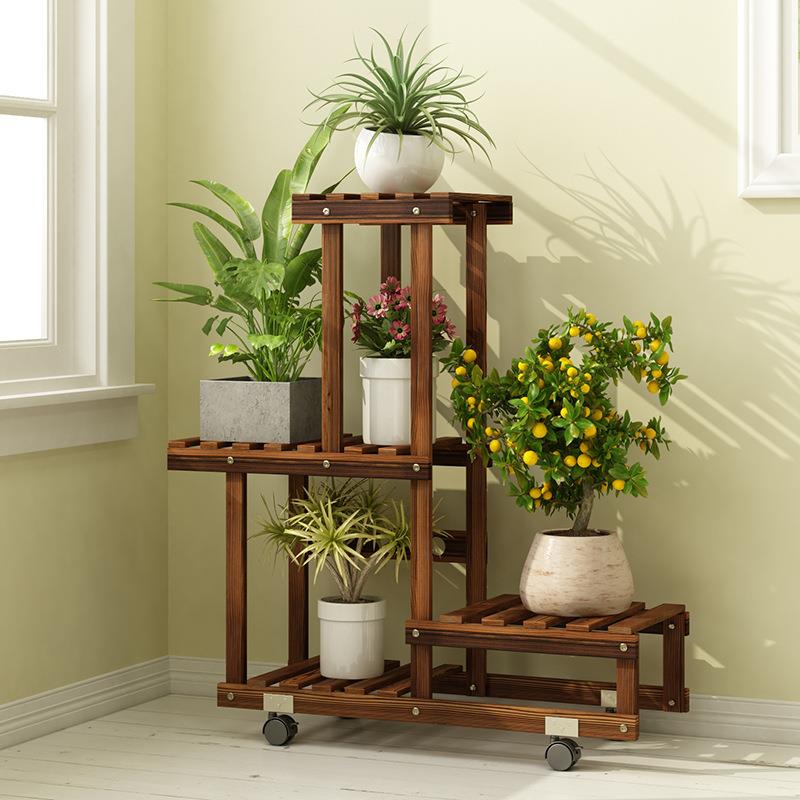 欧白色花架子多STM20181层室盆内客厅地阳台置物绿萝式实木落花架