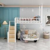 上铺悬床空床loft高架家用上铺铁上艺吊顶床HUS下床下衣柜上床下