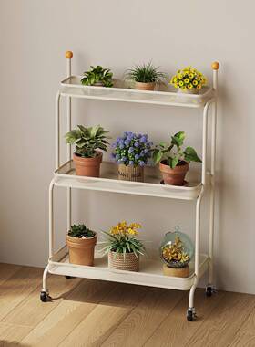 ?可移置动铁艺花架室内C241台花盆架阳多肉花子客厅架阶梯式小推