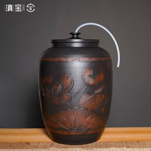 储水桶陶瓷水缸储水用家用老式 纯净水桶 带盖抽水茶台泡茶储水罐装