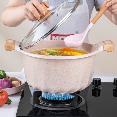 MGC麦饭石汤锅炖锅不粘锅家用蒸煮炖双耳锅煮锅燃气灶电磁炉适用