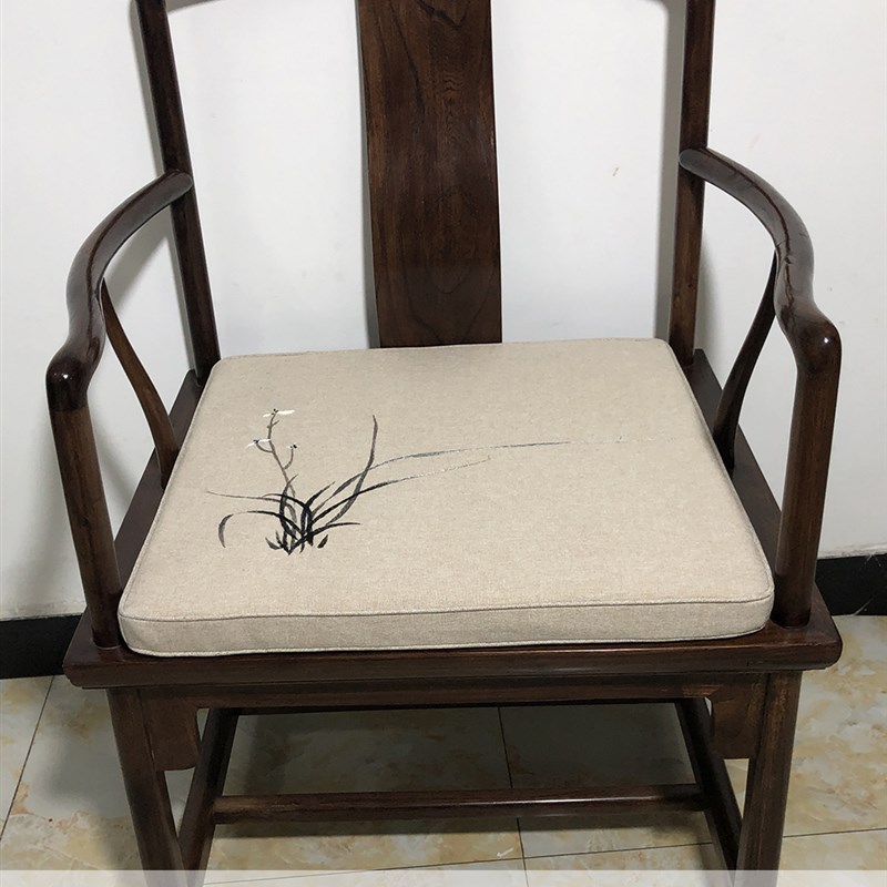 定制中式椅垫坐垫棕垫红木沙发圈椅太师椅椅子刺绣防滑可拆洗