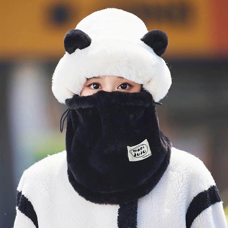 次日达冬季帽子女户外围套脖面骑车护耳口罩骑行罩头一体防风保暖