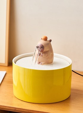 卡皮巴拉桌面流水摆件补水循环水小型迷你办公室桌面工位改造物件