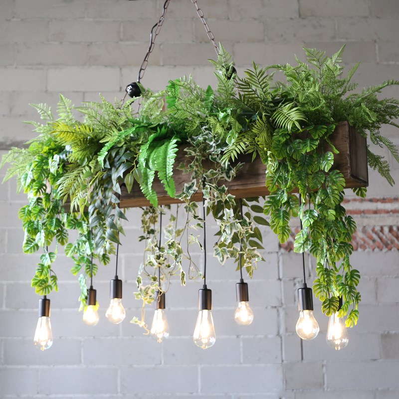 吊灯绿植吧台创意工业风餐厅森系灯花艺大长形桌灯庭院装饰植物灯