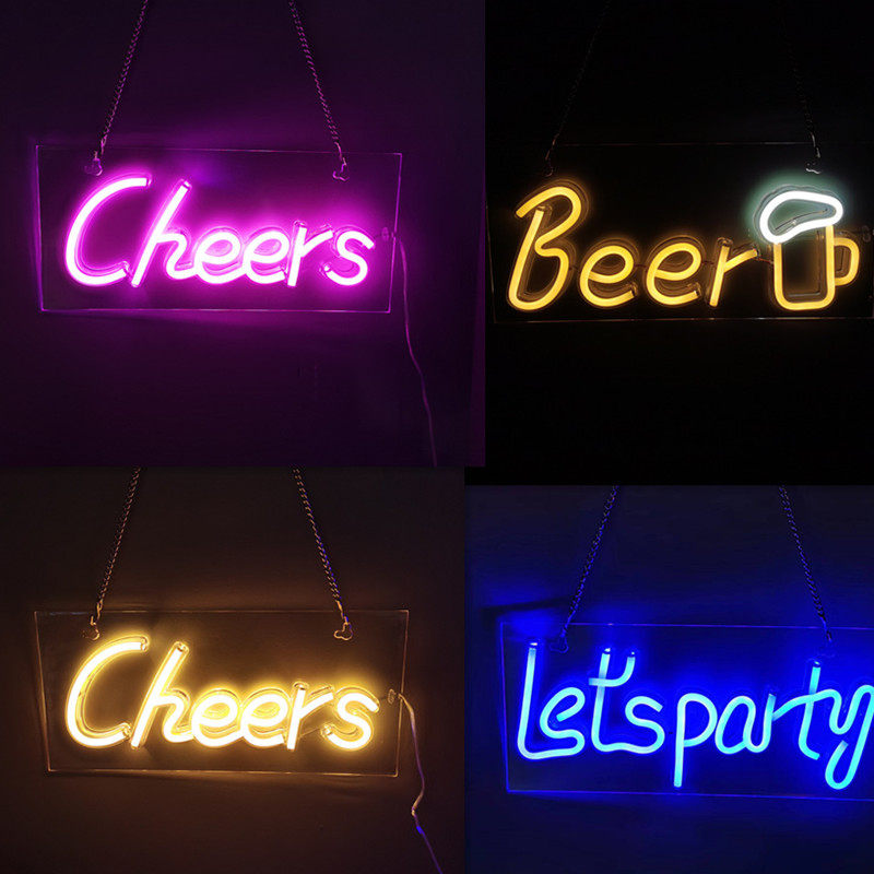 酒吧啤酒气氛灯压克力背板摆件发光字霓虹彩灯造型装饰挂灯吧台