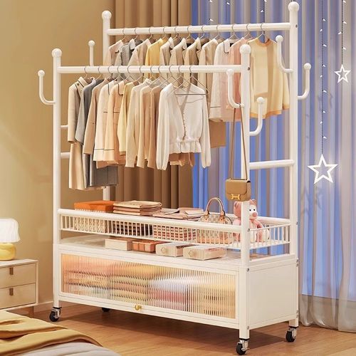 挂衣架家用卧室落地衣架可移动晾衣架多功能阳台双杆凉衣架衣帽架