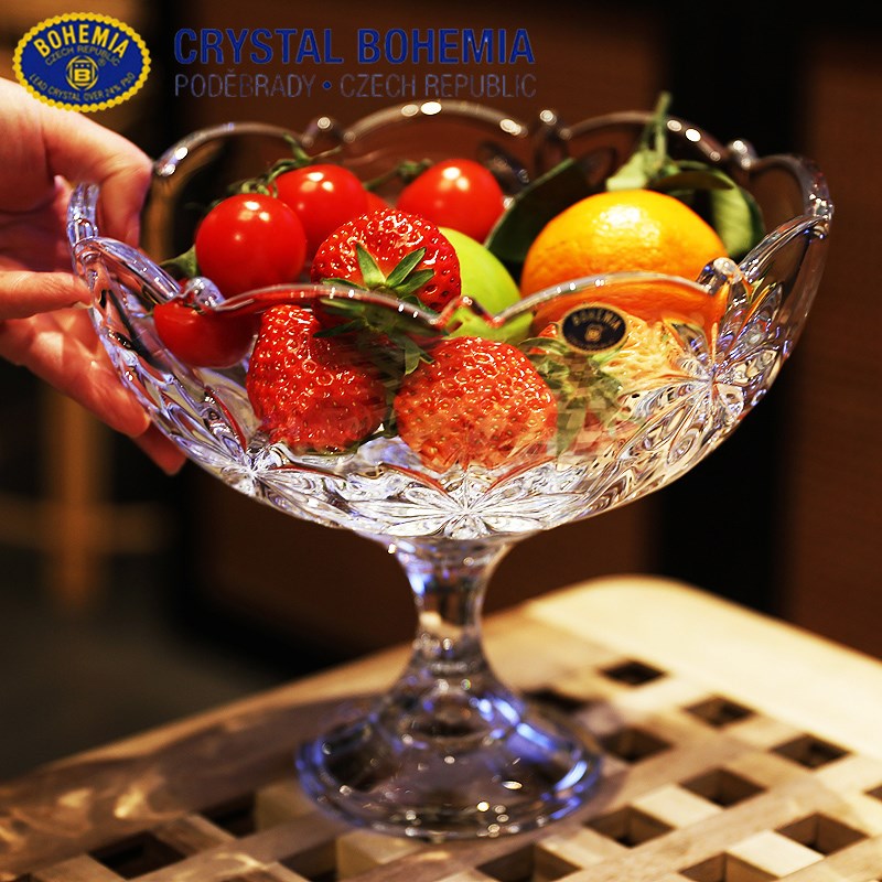 捷克进口BOHEMIA水晶玻璃客厅茶几水果盘果斗糖果缸干果斗沙拉碗