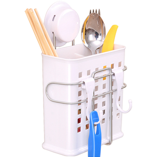 嘉宝不锈钢筷子筒创意双筒筷子笼沥水筷筒筷子架吸盘筷子盒带挂钩