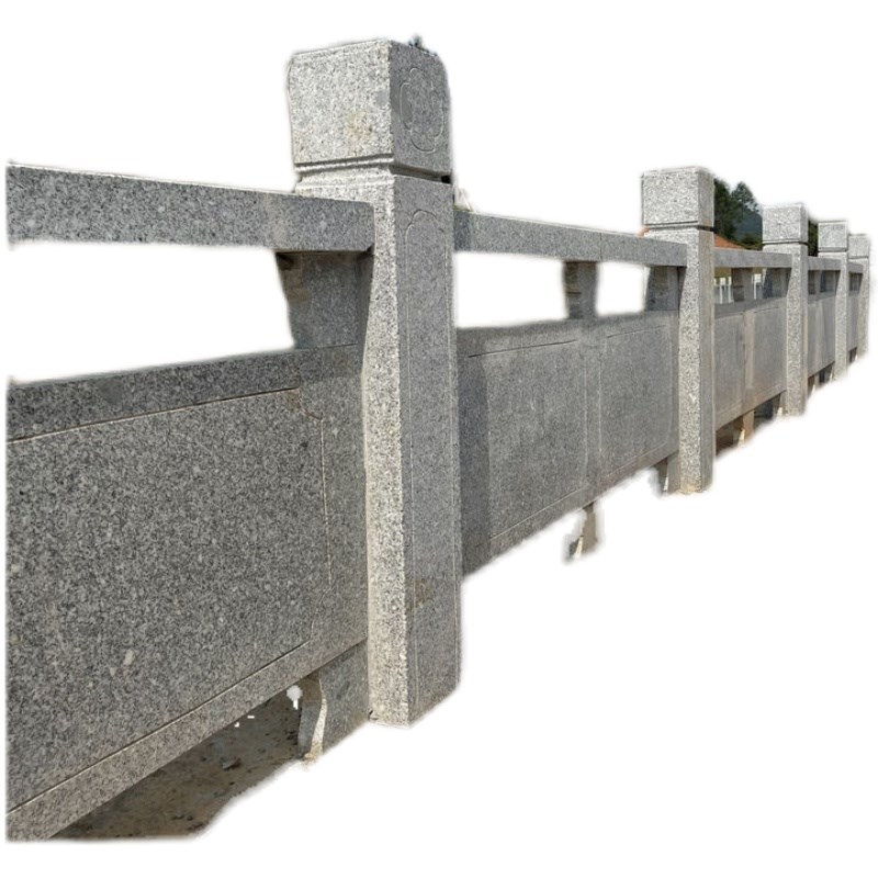 天然花岗岩石栏杆青石护栏大理石材芝麻灰白围栏桥梁河道石雕栏板