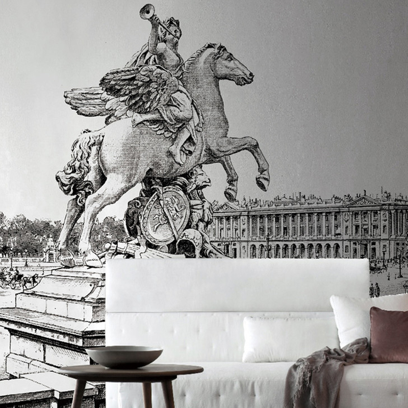 大型定制无缝墙布壁画 黑白铜版画 卧室客厅电视沙发书房背景墙纸