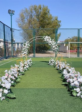 森系白色小清新婚礼花艺婚庆舞台背景拱门装饰路引排花路引花点花