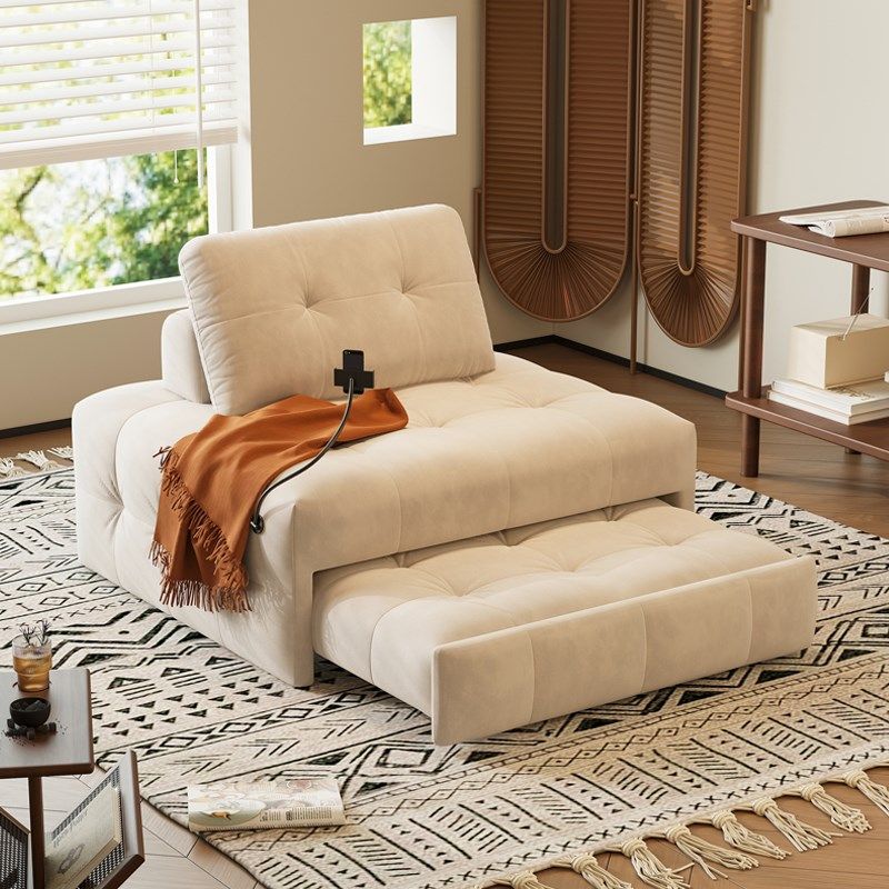 奶油风泡芙布艺沙发小户型客厅多功能两用折叠2024新款单人沙发床,住宅家具,布艺沙发,淘宝优惠券,粉丝福利购,淘宝优惠卷