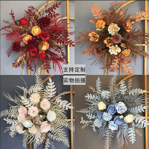 新款婚庆路引花地排花t台装饰花排婚礼舞台背景装饰假花仿真花艺