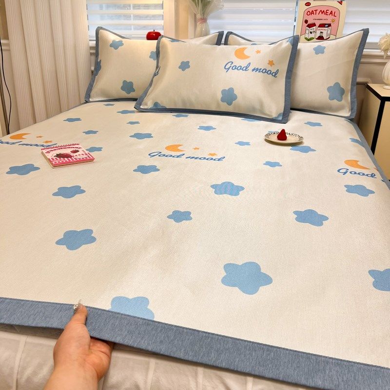 600D数码印花冰丝凉席夏天2024新款夏季凉感裸睡学生宿舍单软席子,床上用品,冰丝席,淘宝优惠券,粉丝福利购,淘宝优惠卷