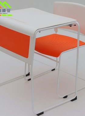 白色课桌椅可堆叠学生培训桌椅pp塑胶会议桌堆叠桌椅时尚培训桌椅