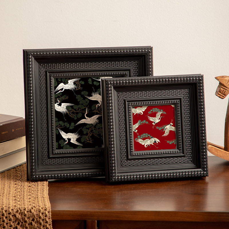 法式复古相框摆台加照片打印正方形油画外框挂墙黑色画框装裱定制