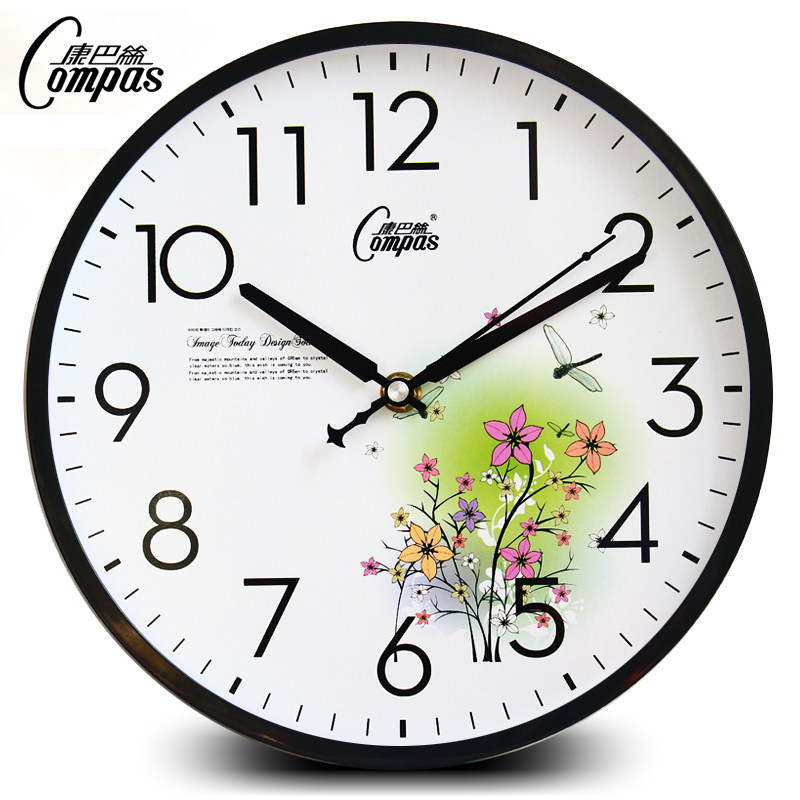 康巴丝挂钟创意客厅壁钟石英钟个性静音卧室钟表卡通时钟大号挂表